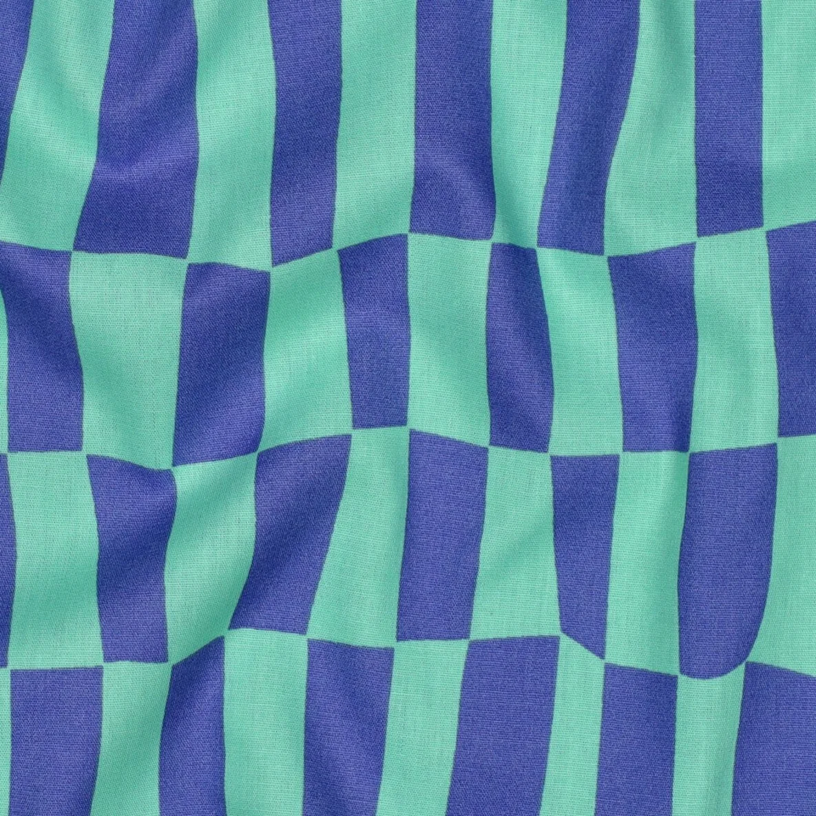 Bio Baumwoll-Popeline Jennifer Bouron Karos Blau Mint