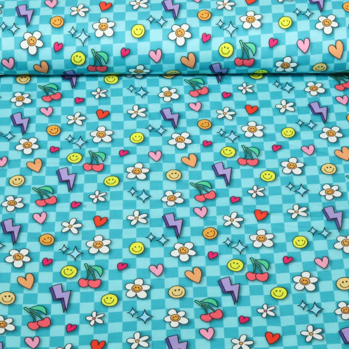 Bio Baumwoll-Satin "Choose your Vibe" Be You Petrol