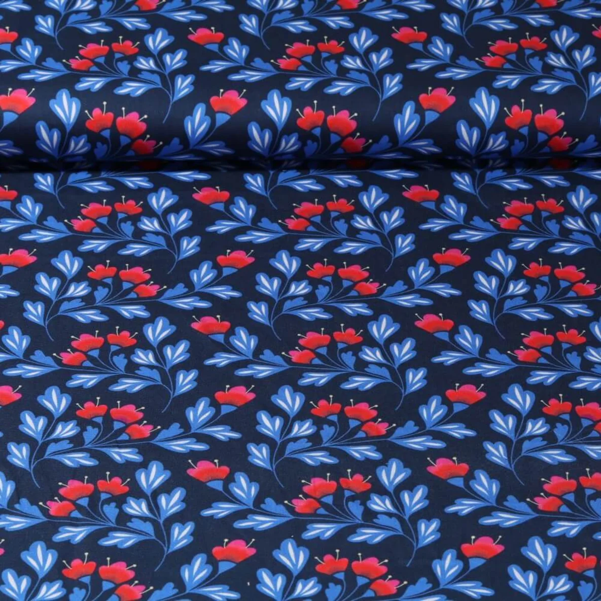 Bio-Baumwollsatin "Blue Bell" Navy