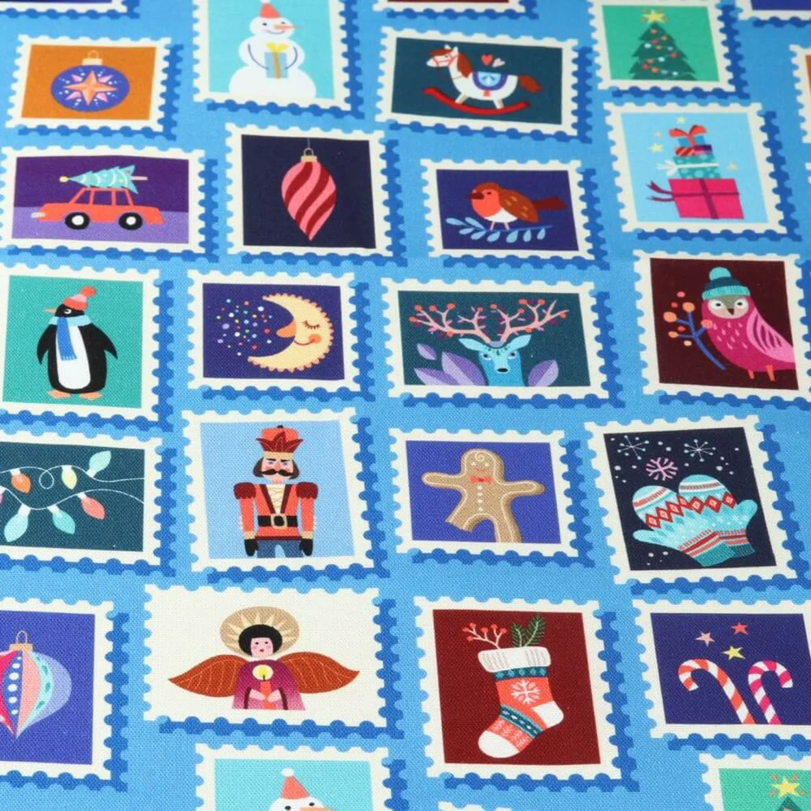 Bio-Canvas Hamburger Liebe "Christmas On Stamps" Blau