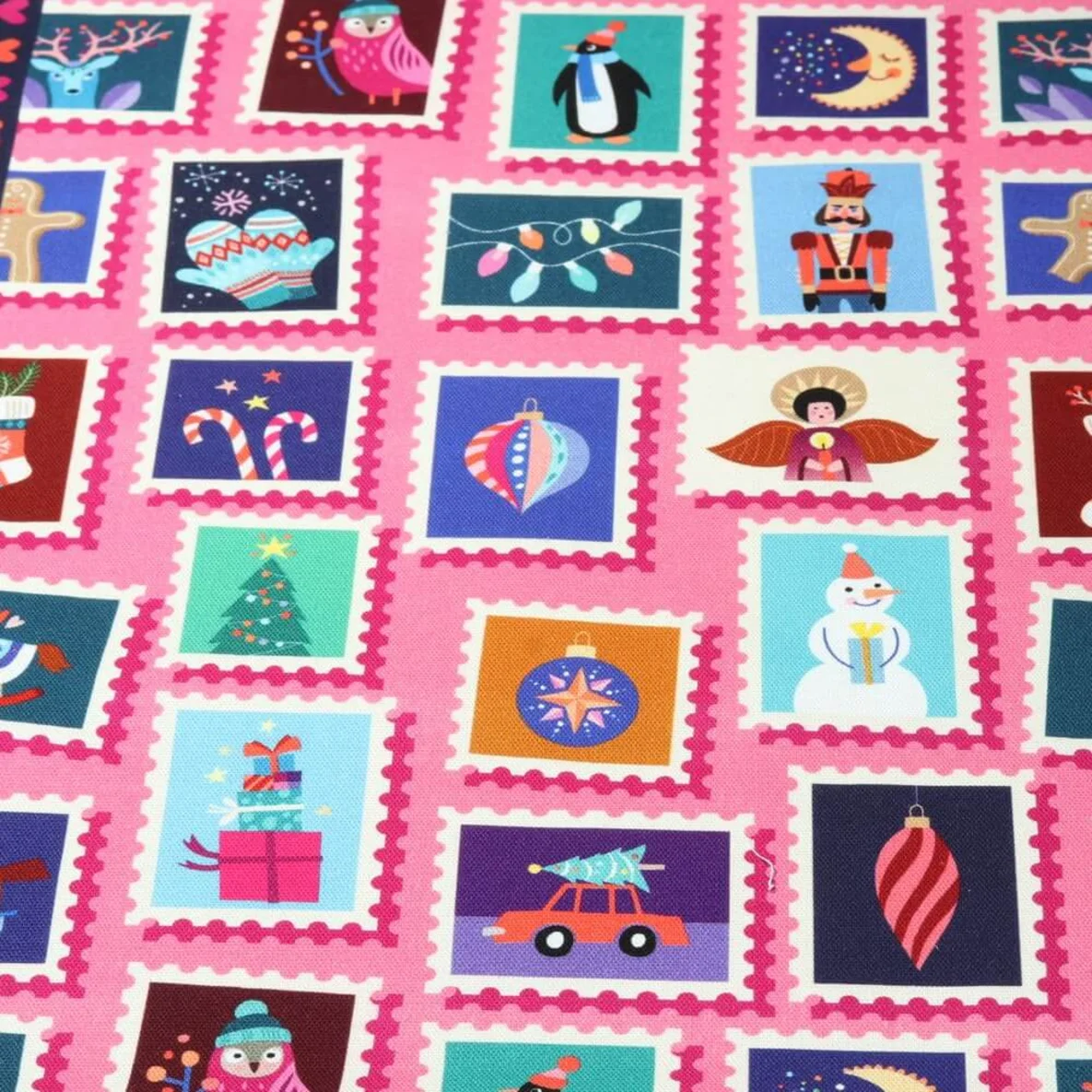 Bio-Canvas Hamburger Liebe "Christmas On Stamps" Rosa
