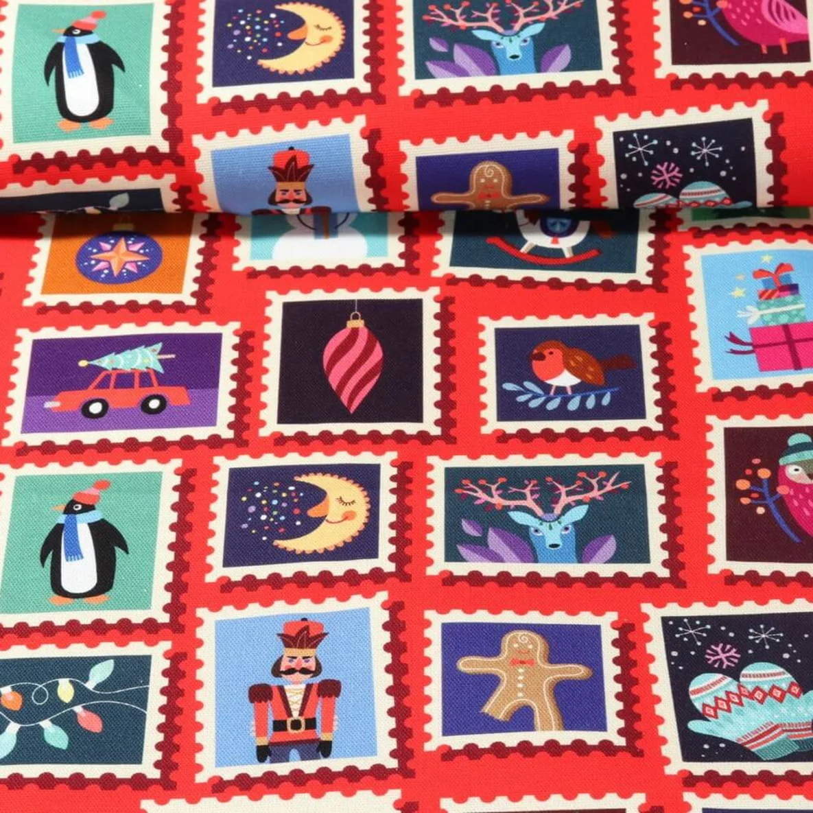 Bio-Canvas Hamburger Liebe "Christmas On Stamps" Rot