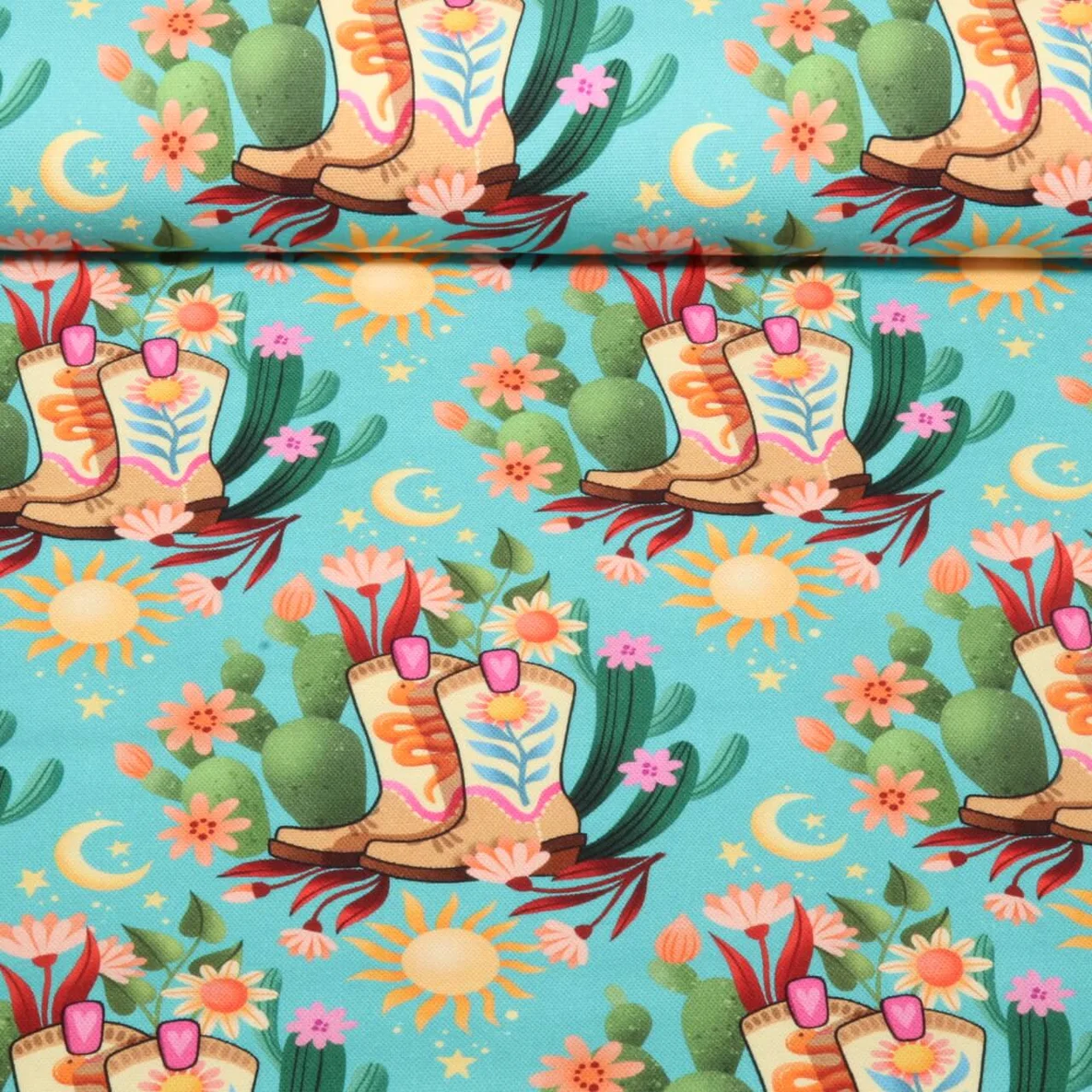 Bio Canvas Hamburger Liebe Western Fairy Tales Cowgirls Türkis