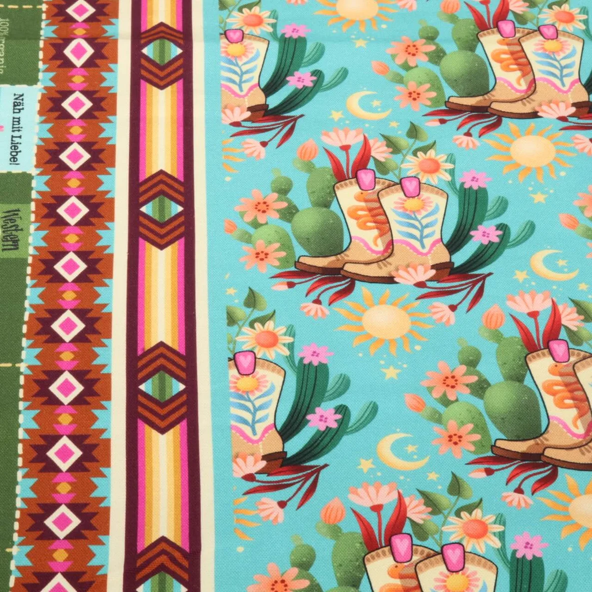 Bio Canvas Hamburger Liebe Western Fairy Tales Cowgirls Türkis