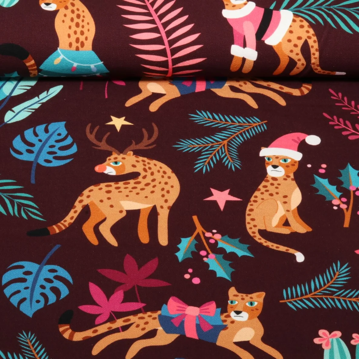Bio-Canvas Hamburger Liebe "Wild XMAS 2025 Leo" Bordeaux