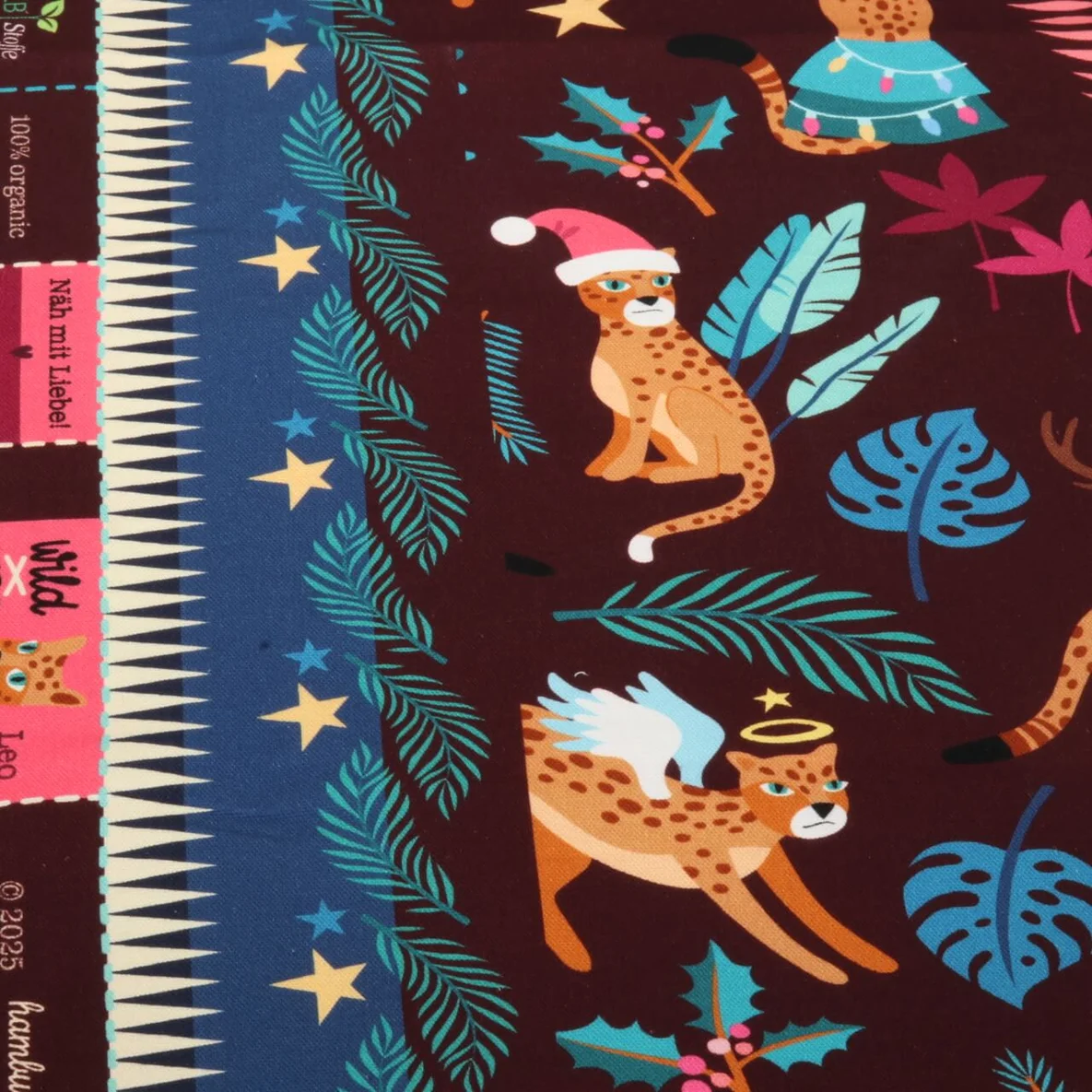 Bio-Canvas Hamburger Liebe "Wild XMAS 2025 Leo" Bordeaux