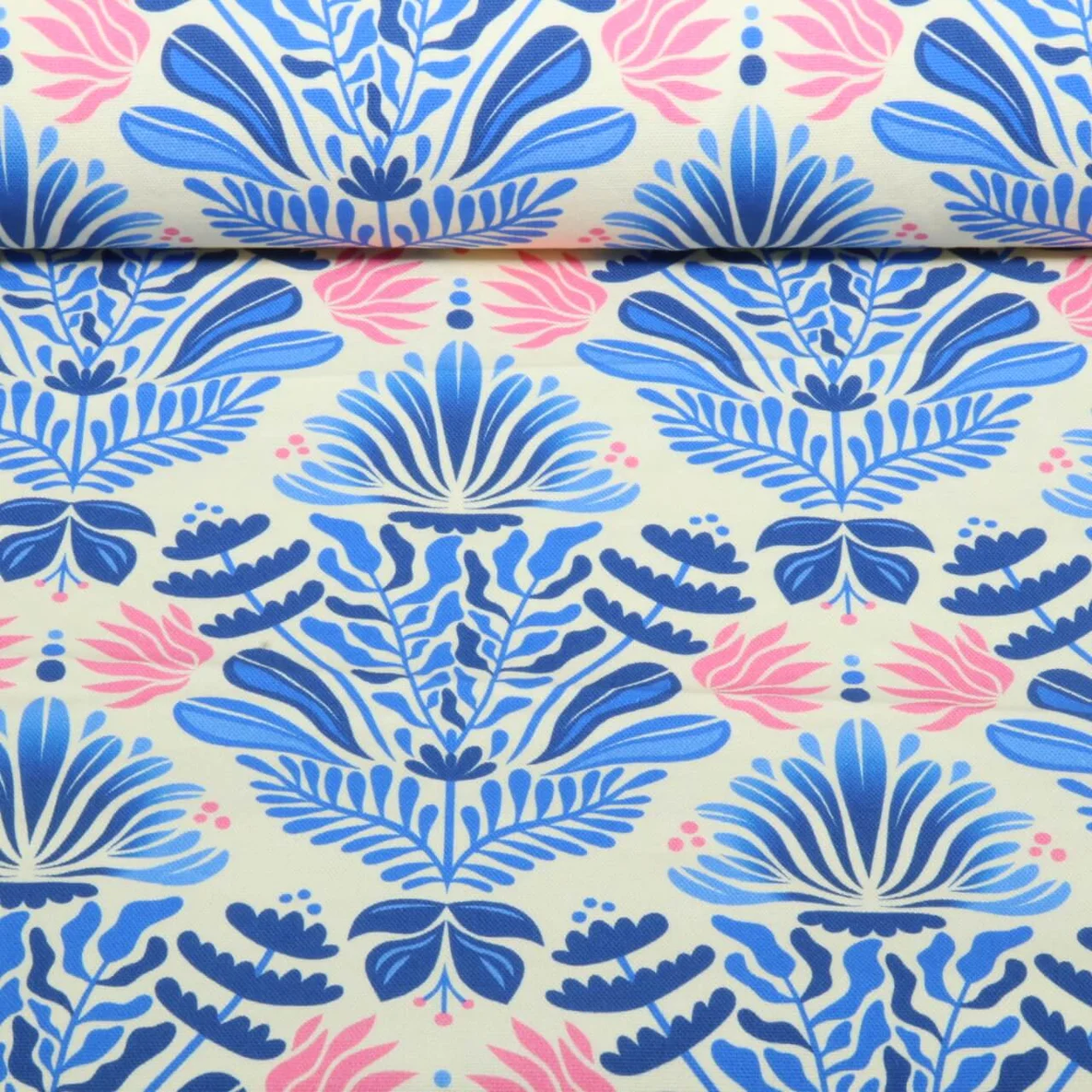 Bio Canvas "Southern Ease" Sunlit Botanica Beige Blau