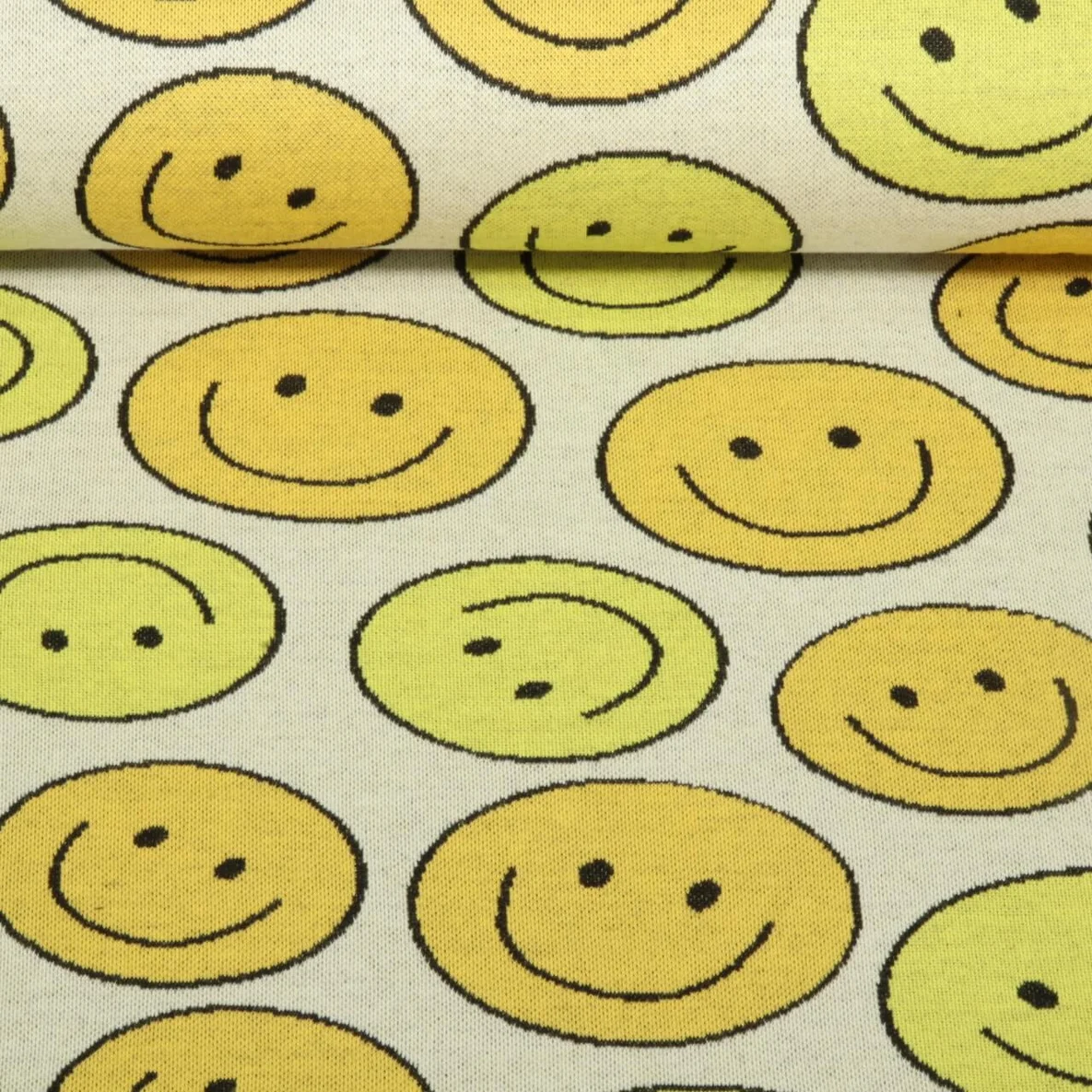 Bio Jacquard Jersey "Choose your Vibe" Smile Ecru