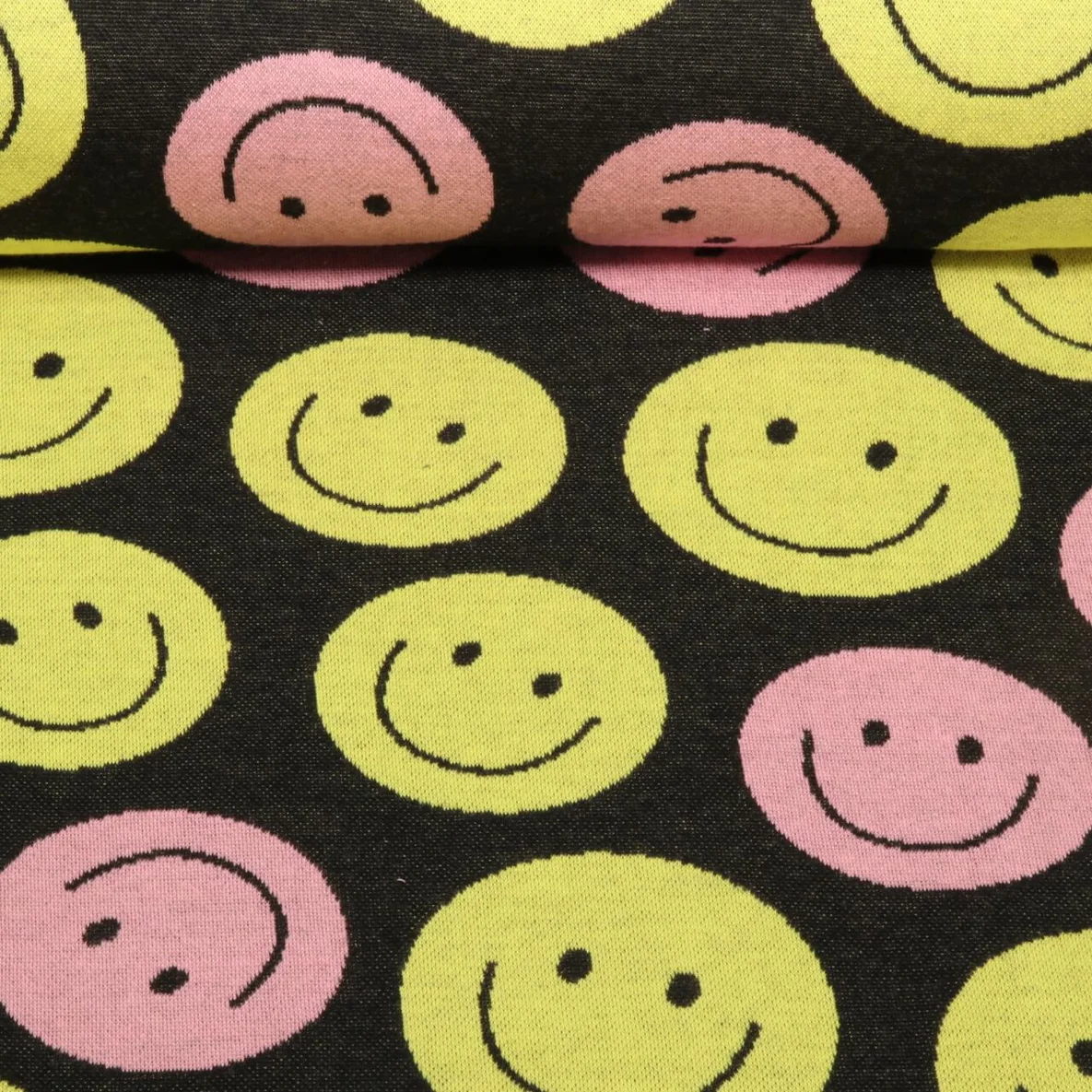 Bio Jacquard Jersey "Choose your Vibe" Smile Schwarz