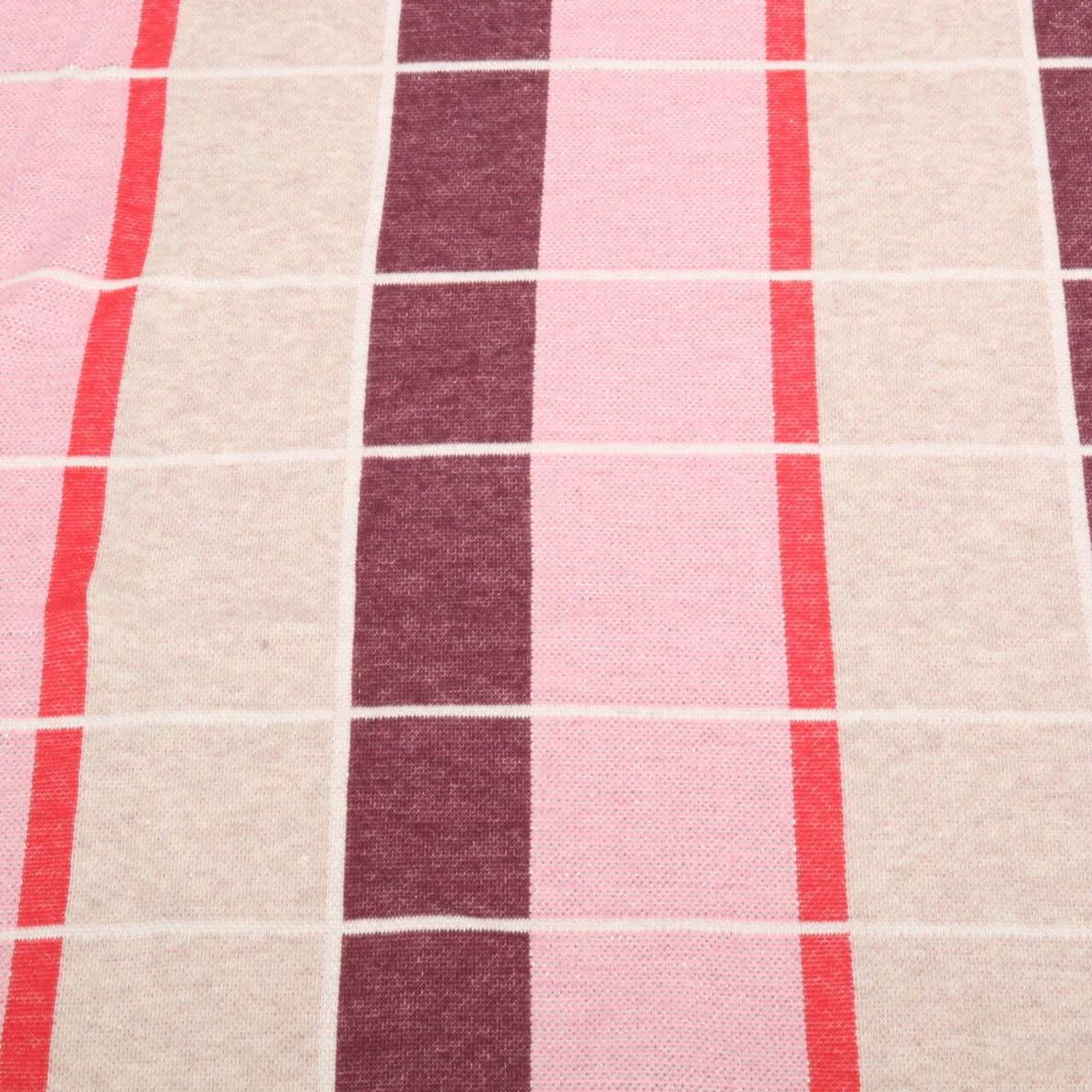 Bio Jacquard Jersey "Gleam" Suncheck Bordeaux