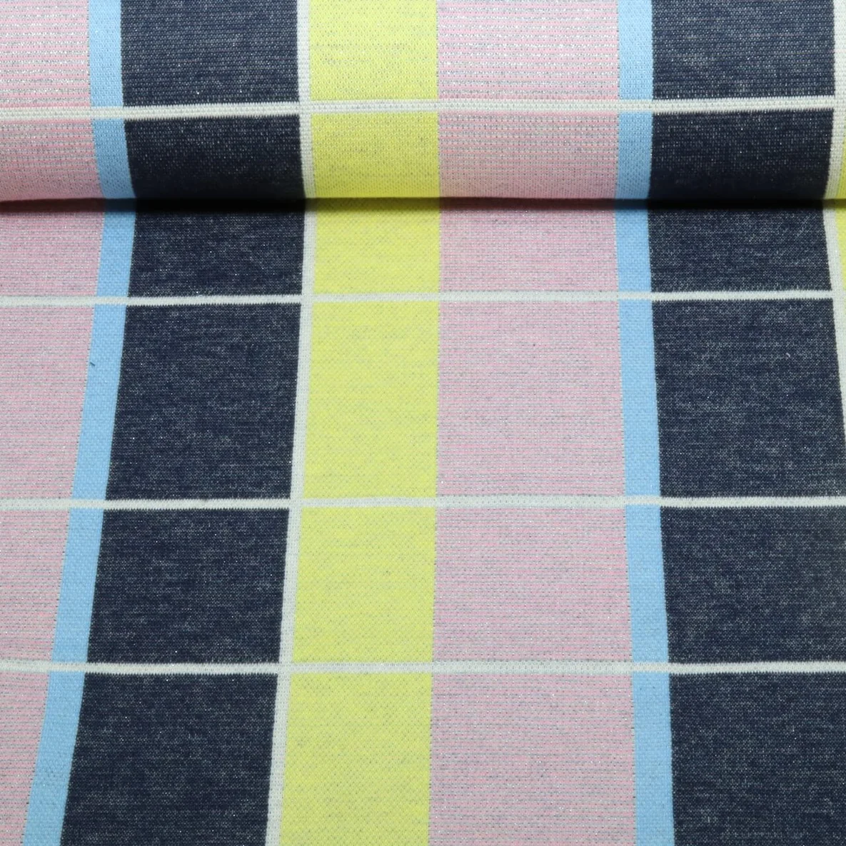 Bio Jacquard Jersey "Gleam" Suncheck Navy