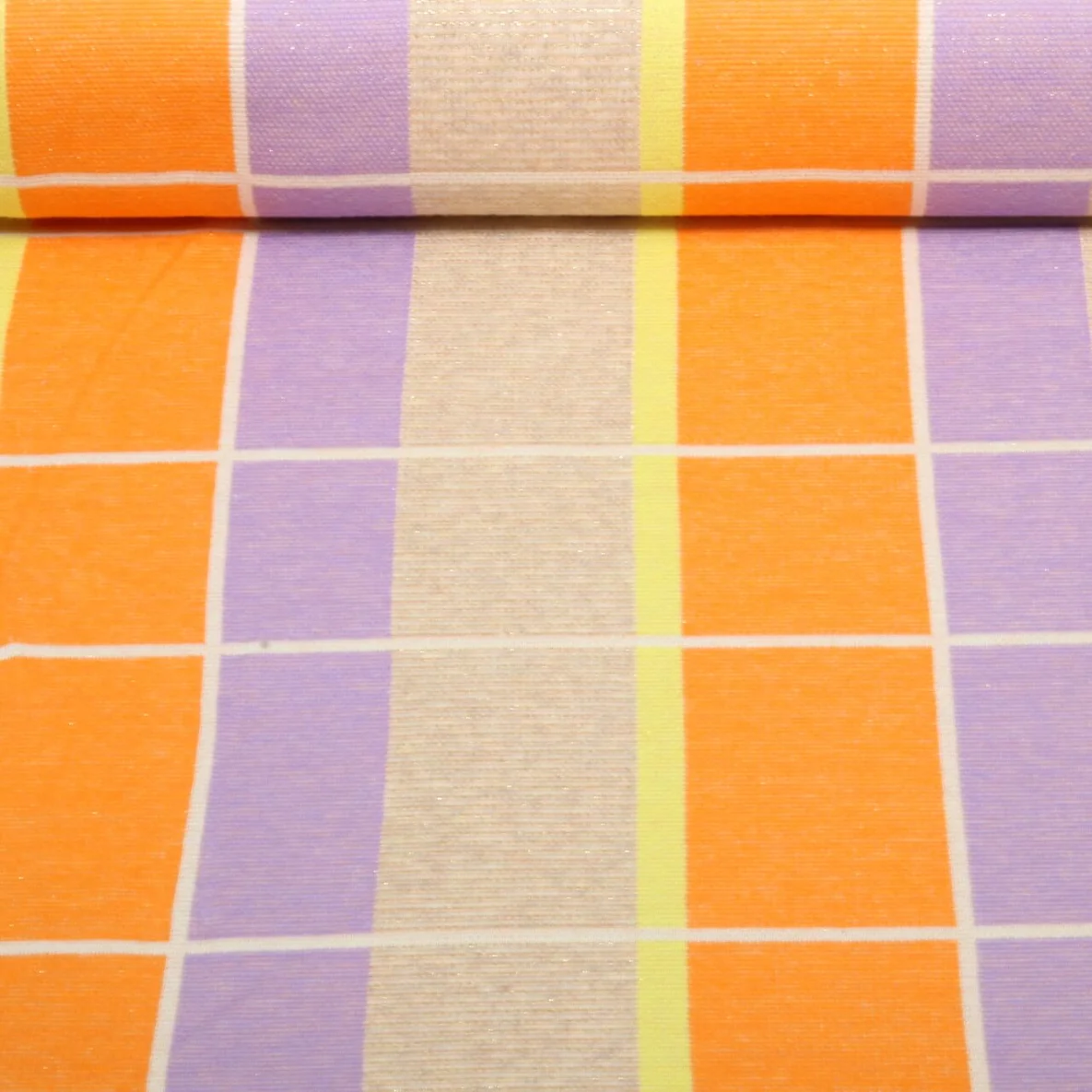 Bio Jacquard Jersey "Gleam" Suncheck Orange