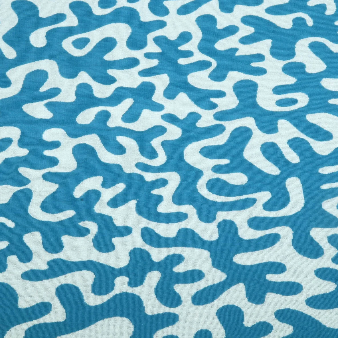 Bio Jacquard Jersey "Gleam" Twistmaze Doubleface Blau Petrol