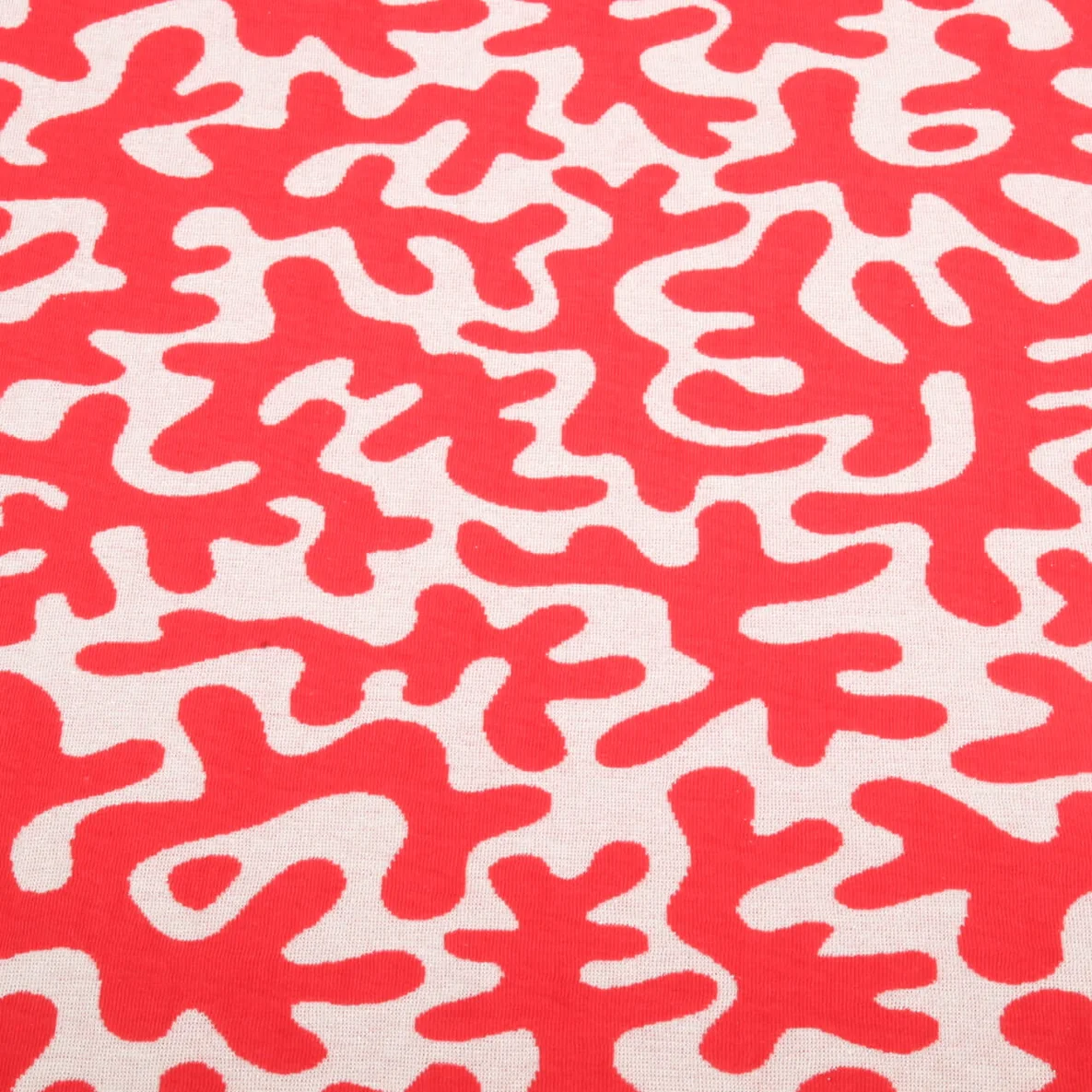 Bio Jacquard Jersey "Gleam" Twistmaze Doubleface Ecru Rot