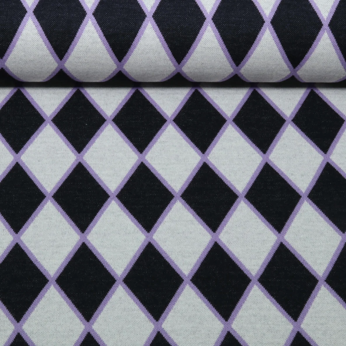 Bio Jacquard Jersey "Queen Of Hearts" Harlequin Hearts Schwarz