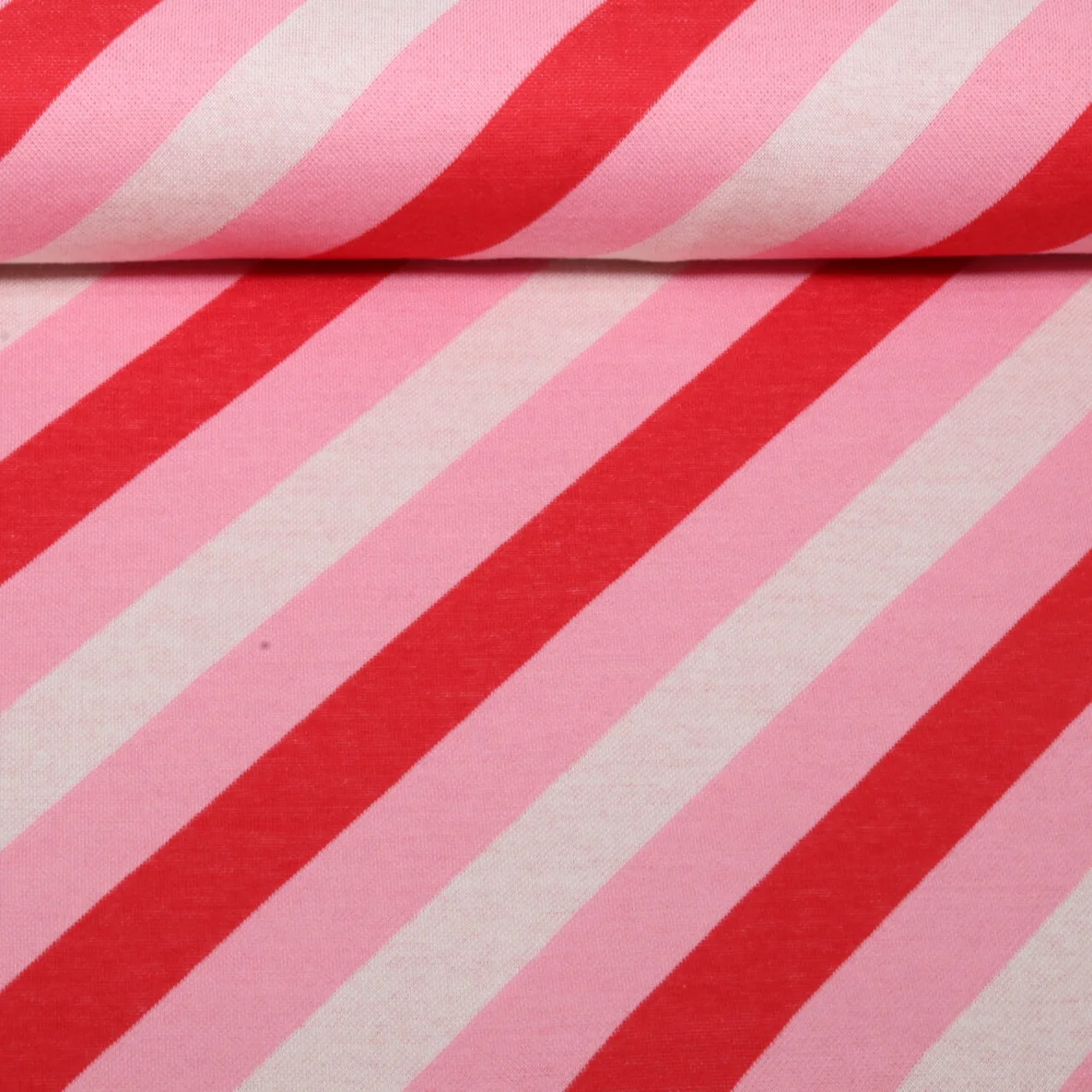 Bio Jacquard Jersey "Queen Of Hearts" Royal Candy Stripes Rot