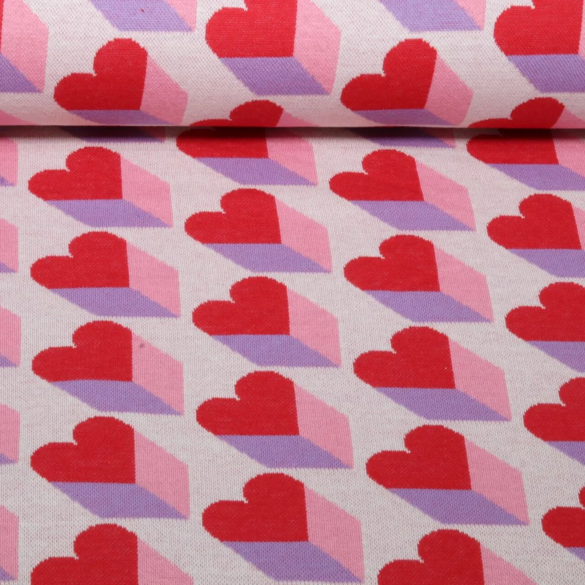 Bio Jacquard Jersey "Queen Of Hearts" Royal Love Shadows Rot