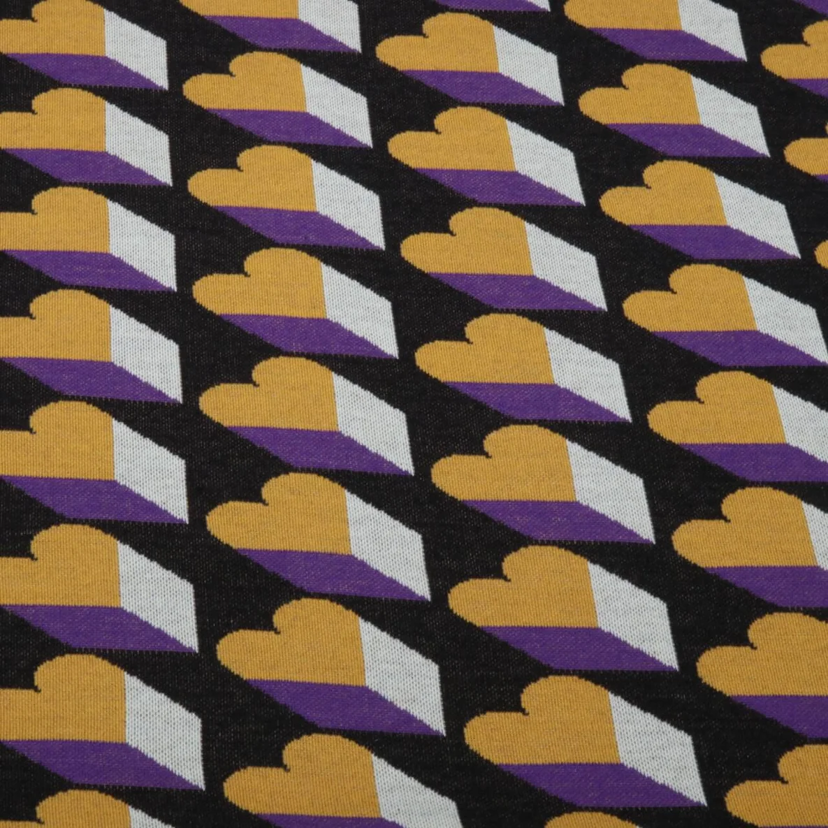 Bio Jacquard Jersey "Queen Of Hearts" Royal Love Shadows Schwarz