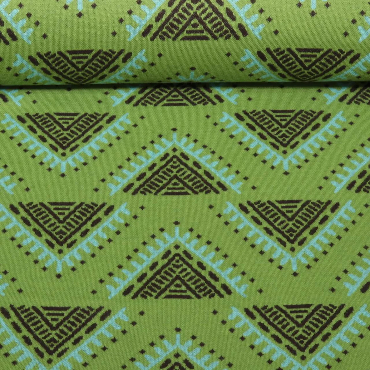 Bio Jacquard Jersey "Western Fairy Tales" Camp Site Grün