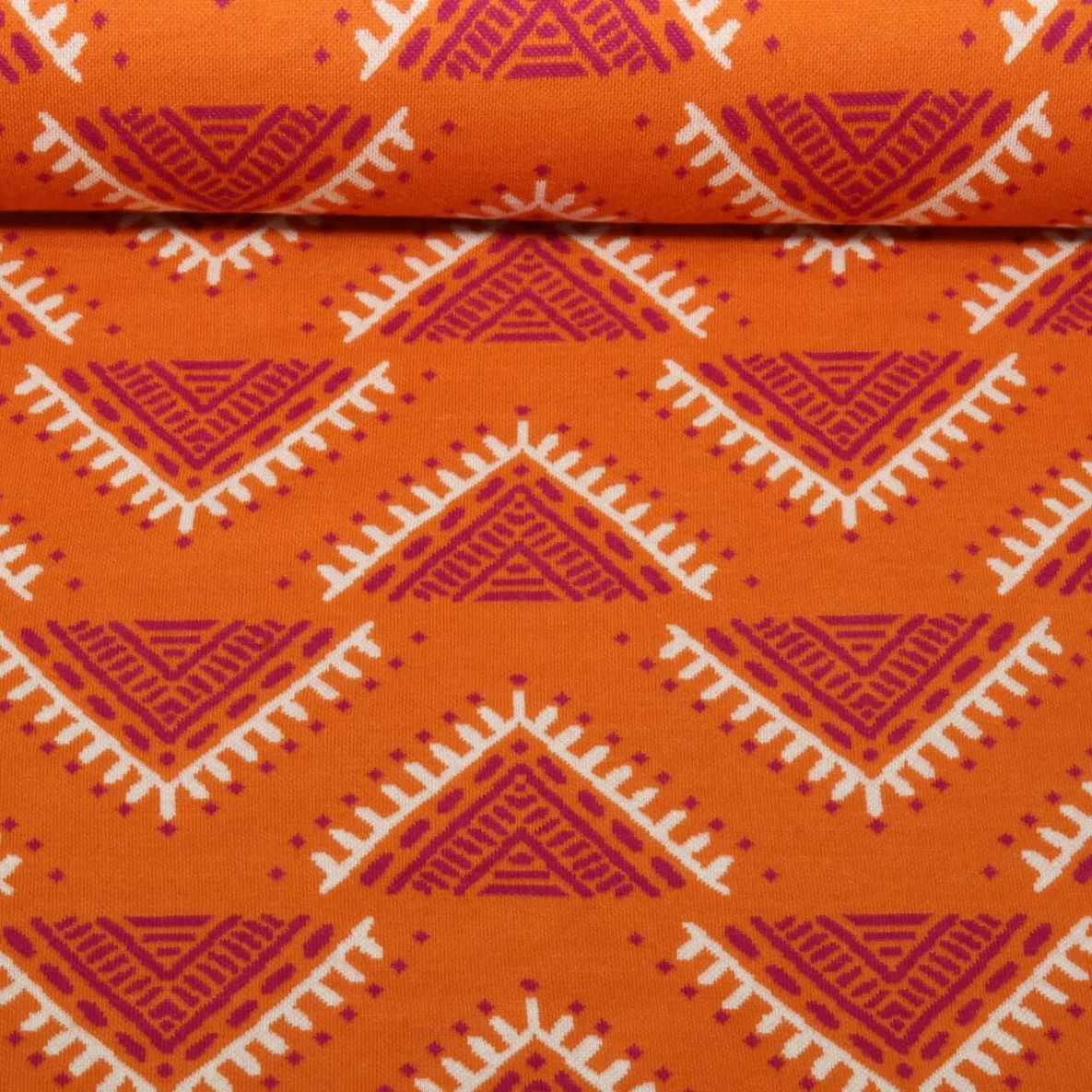 Bio Jacquard Jersey "Western Fairy Tales" Camp Site Orange