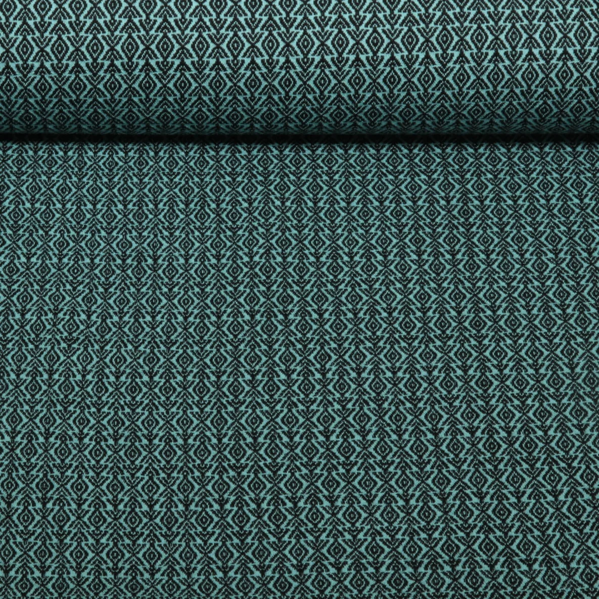 Bio Jacquard Jersey "Western Fairy Tales" Field Knit Türkis