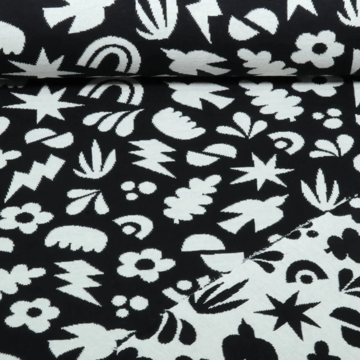Bio Jacquard Jersey"Southern Ease" Good Omens Doubleface Schwarz
