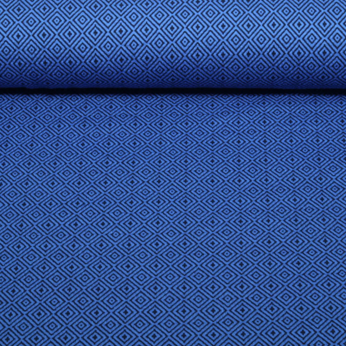 Bio Jacquard Jersey"Southern Ease" Mosaic Knit 3D Blau