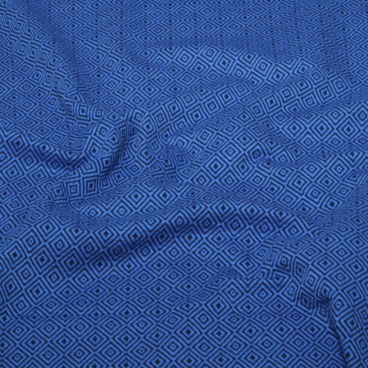 Bio Jacquard Jersey"Southern Ease" Mosaic Knit 3D Blau