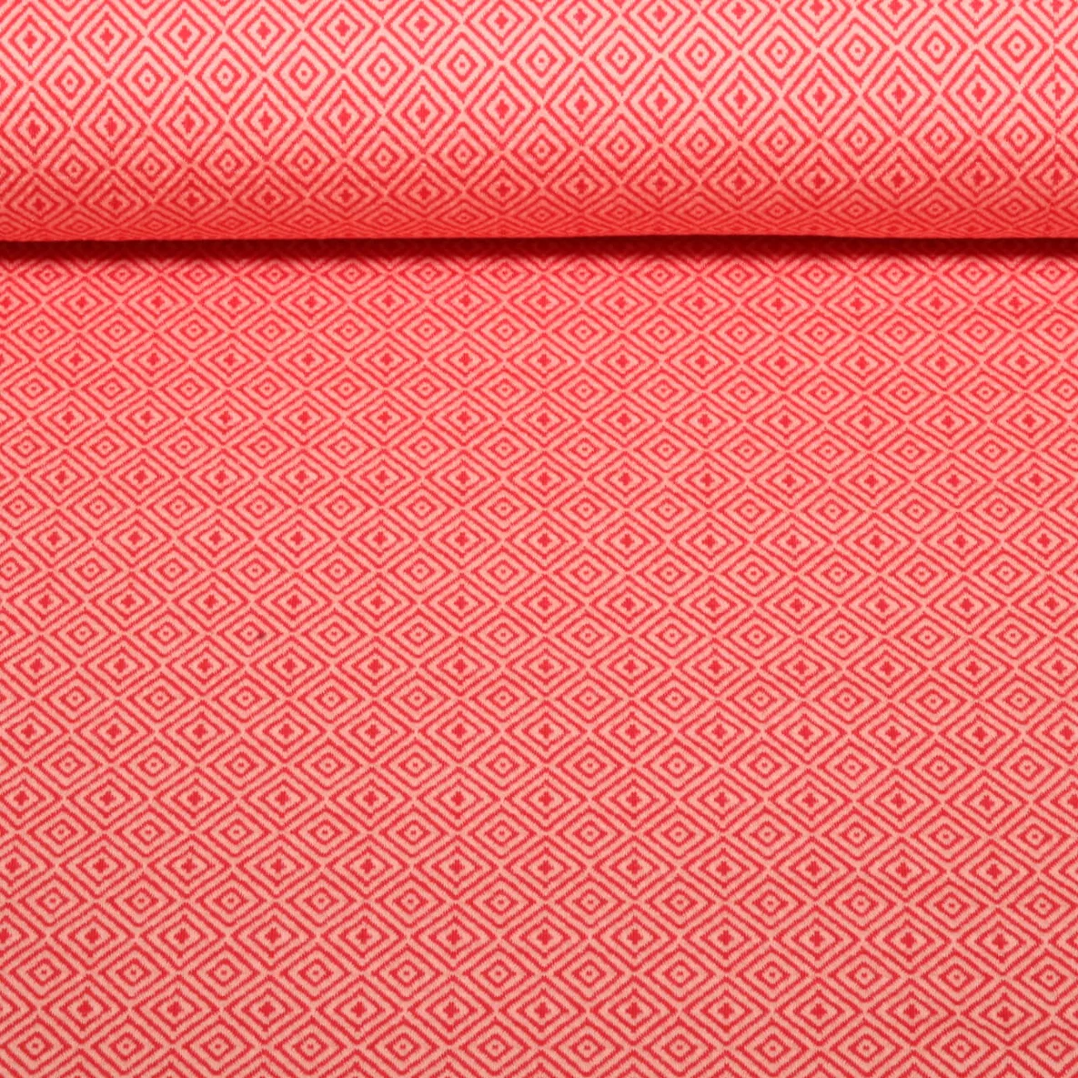 Bio Jacquard Jersey"Southern Ease" Mosaic Knit 3D Rot