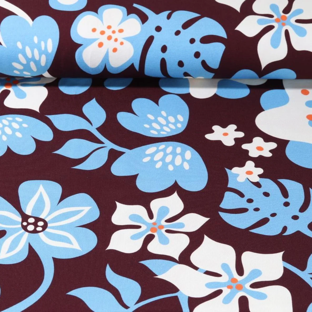 Bio Jersey Digitaldruck Al Lago Fiori Dunkelrot