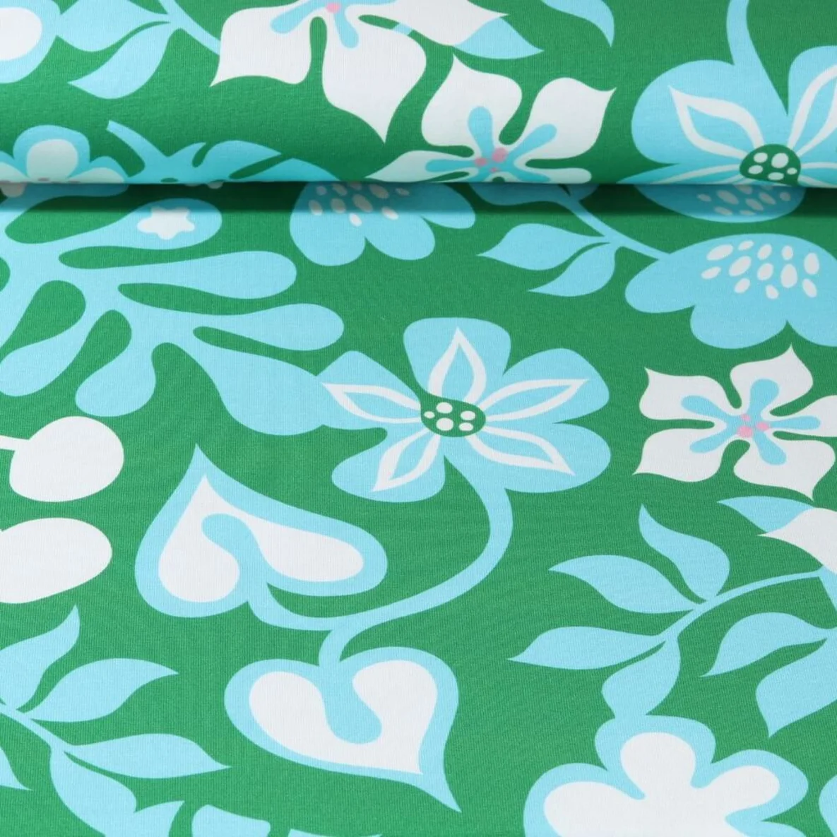 Bio Jersey Digitaldruck Al Lago Fiori Grün