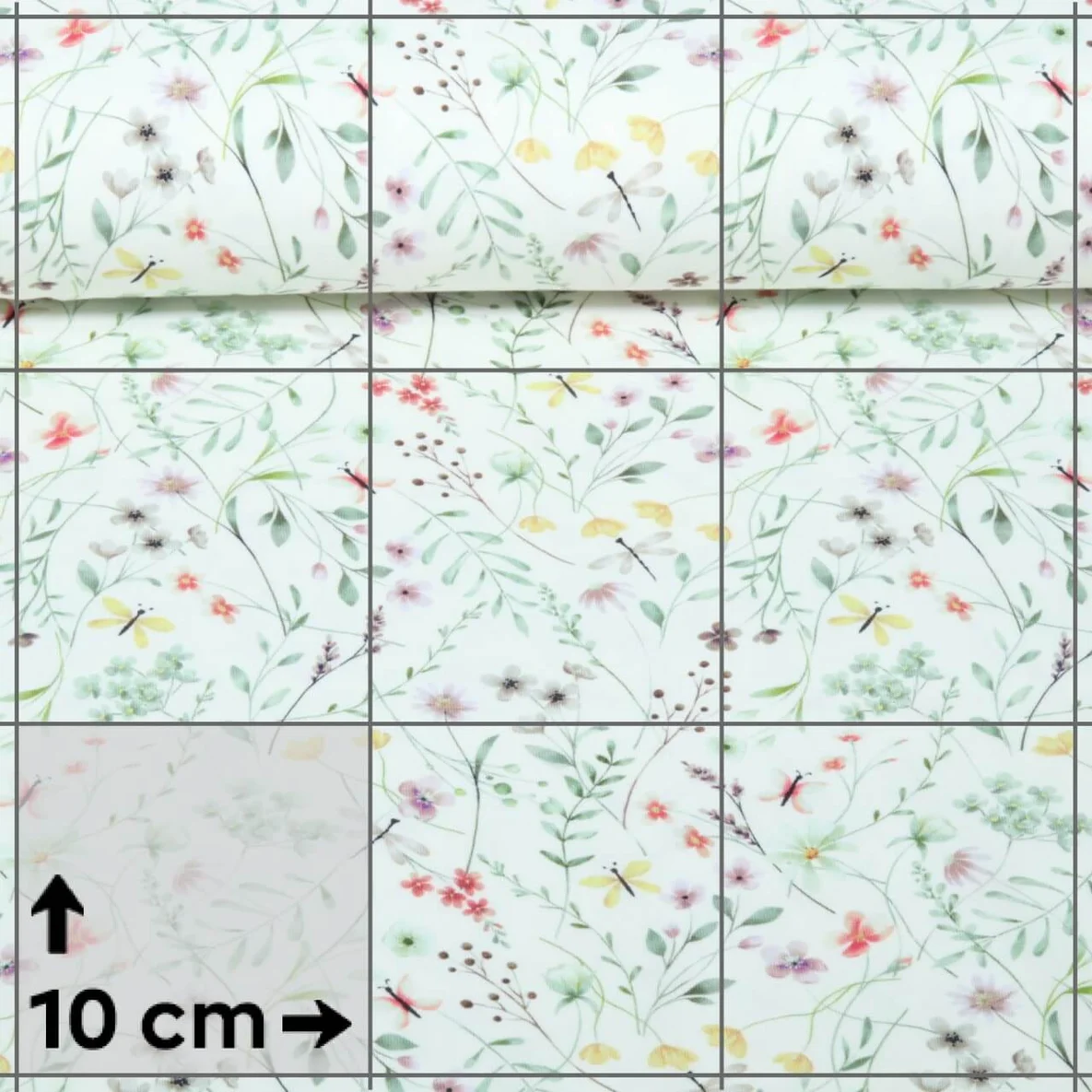 Bio Jersey Digitaldruck Wiesenblumen Ecru