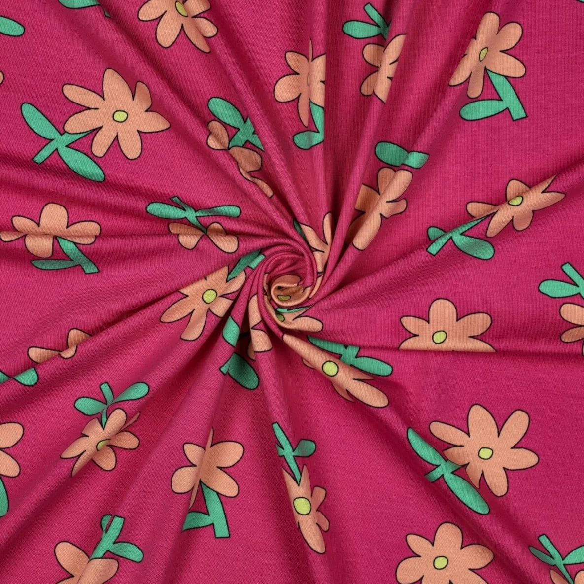 Bio Jersey Jennifer Bouron Blumen Fuchsia