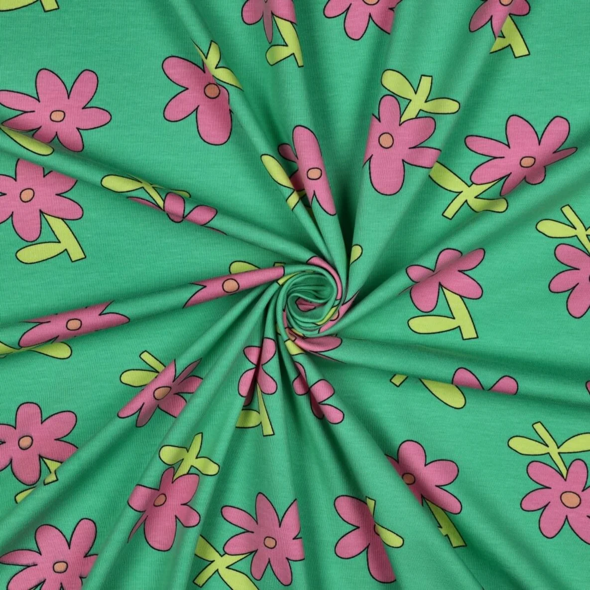 Bio Jersey Jennifer Bouron Blumen Grün