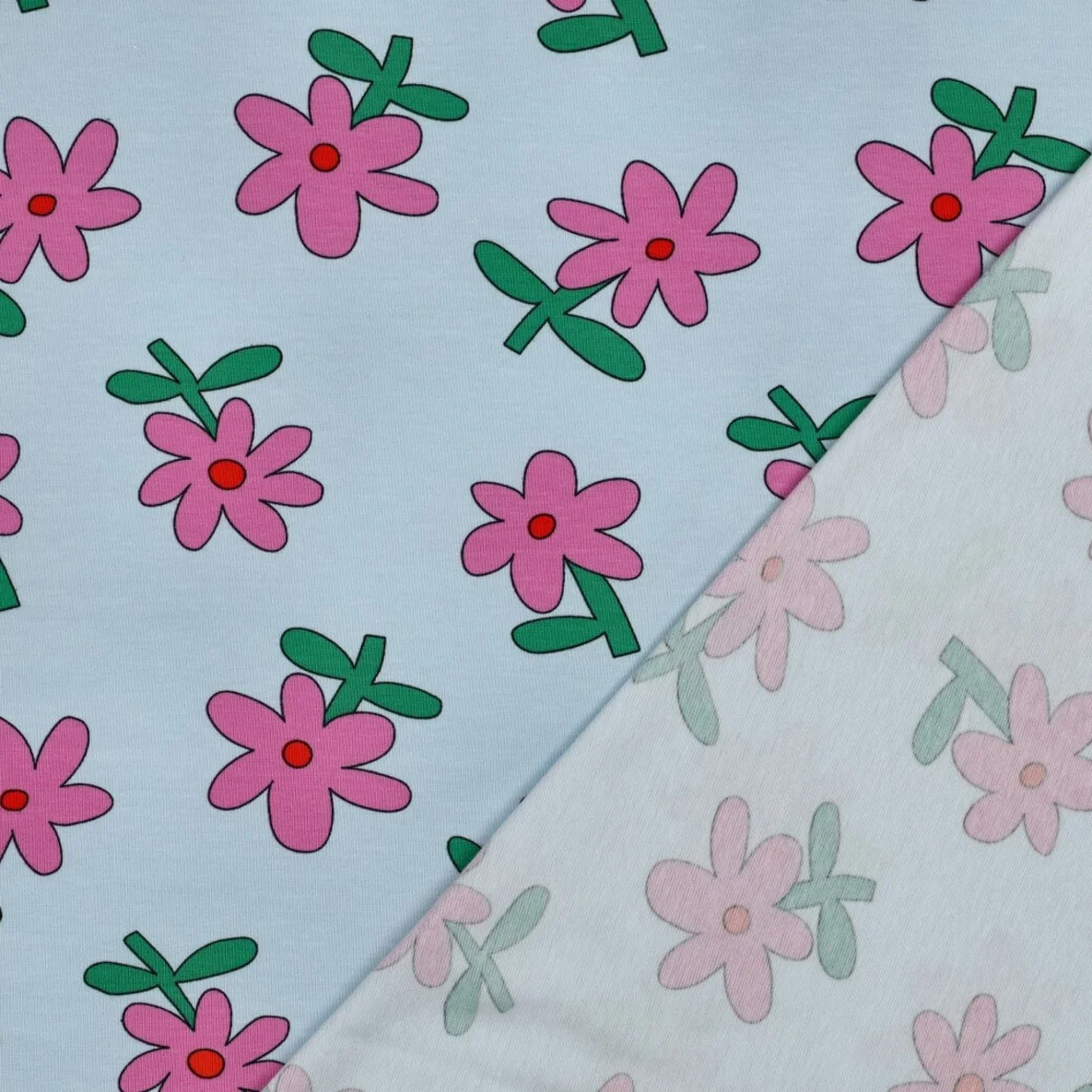 Bio Jersey Jennifer Bouron Blumen Hellblau