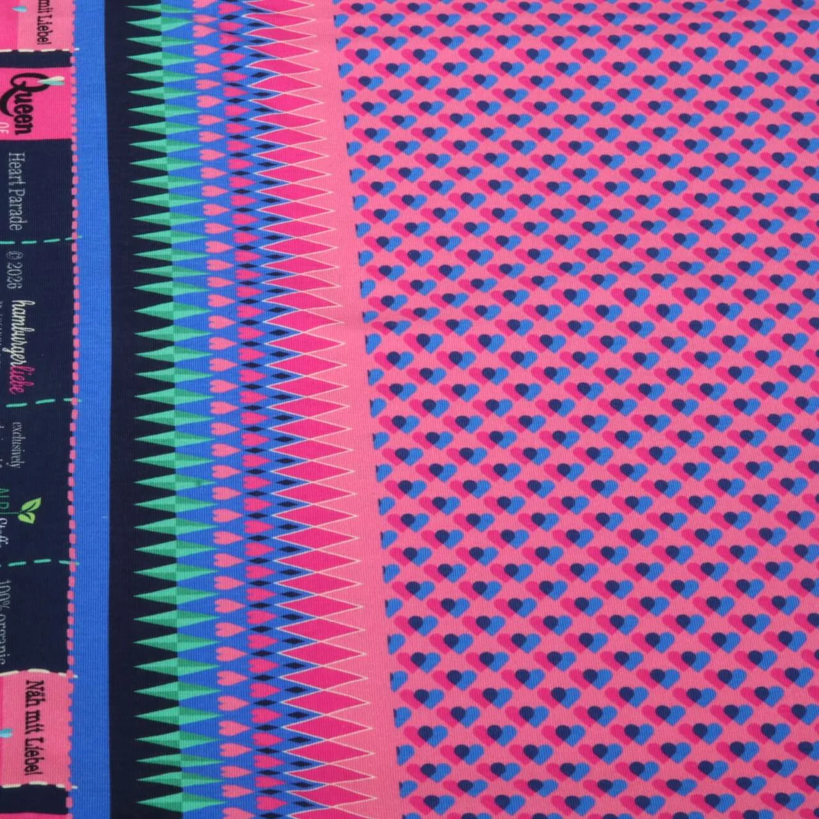 Bio Jersey "Queen Of Hearts" Heart Parade Dunkelrosa