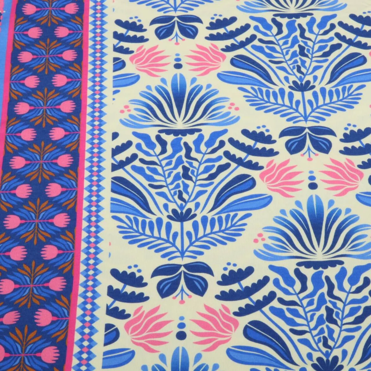 Bio Jersey "Southern Ease" Sunlit Botanica Beige Blau