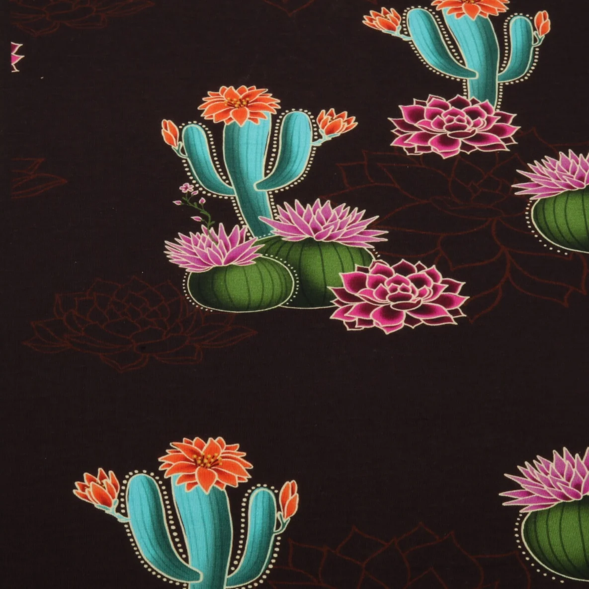 Bio Jersey "Western Fairy Tales" Prairie Blossom Braun