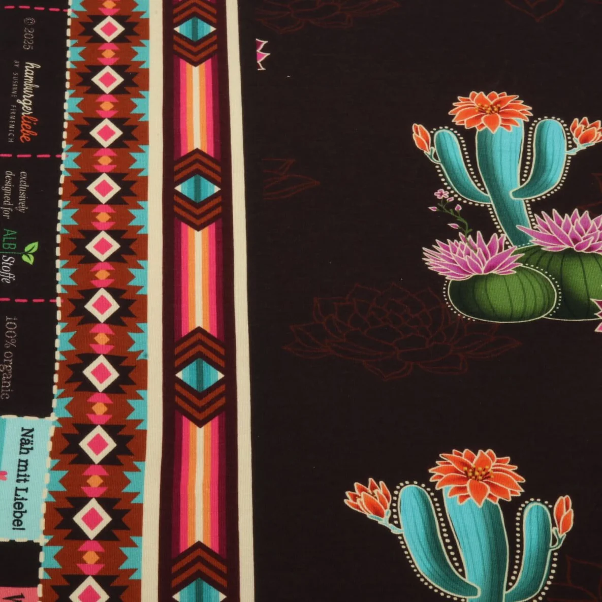 Bio Jersey "Western Fairy Tales" Prairie Blossom Braun