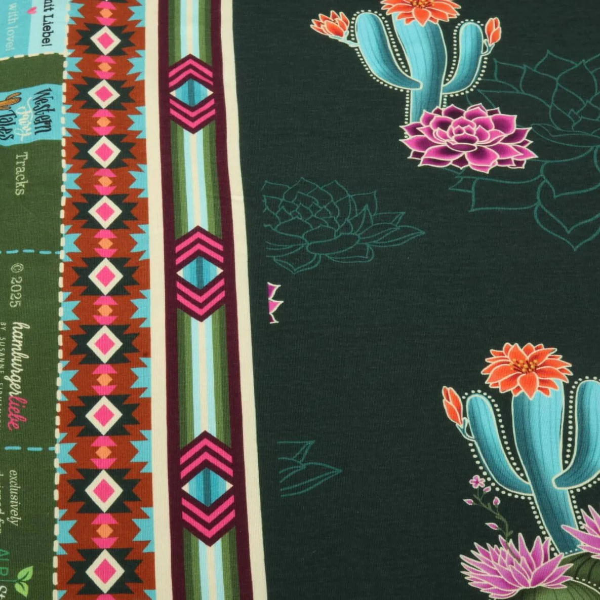 Bio Jersey "Western Fairy Tales" Prairie Blossom Grün