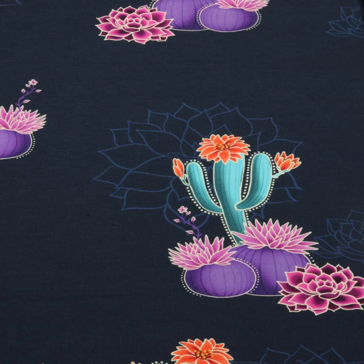 Bio Jersey "Western Fairy Tales" Prairie Blossom Navy