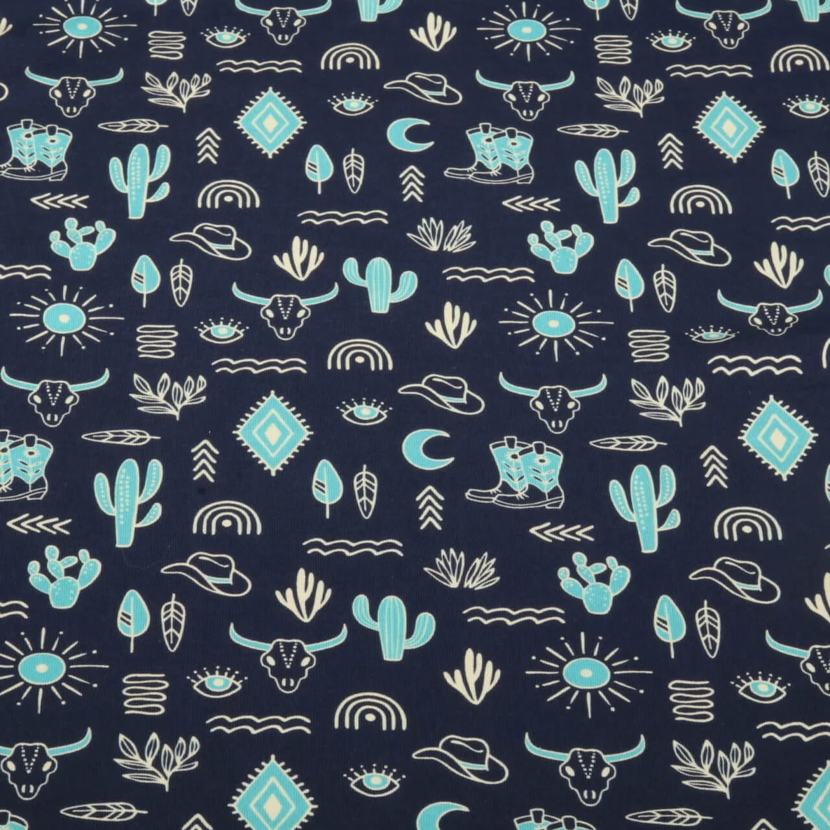 Bio Jersey "Western Fairy Tales" Yeehaw Blau