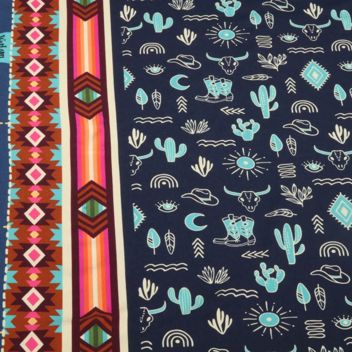 Bio Jersey "Western Fairy Tales" Yeehaw Blau