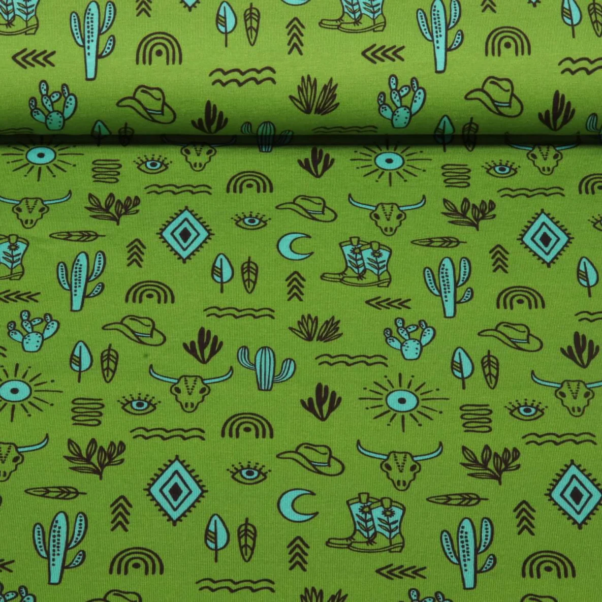 Bio Jersey "Western Fairy Tales" Yeehaw Grün