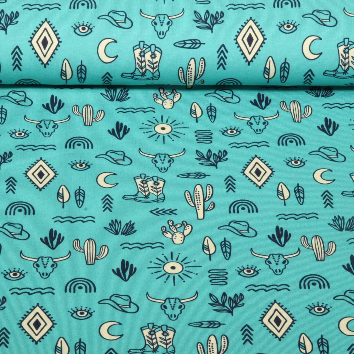 Bio Jersey " Western Fairy Tales" Yeehaw Türkis