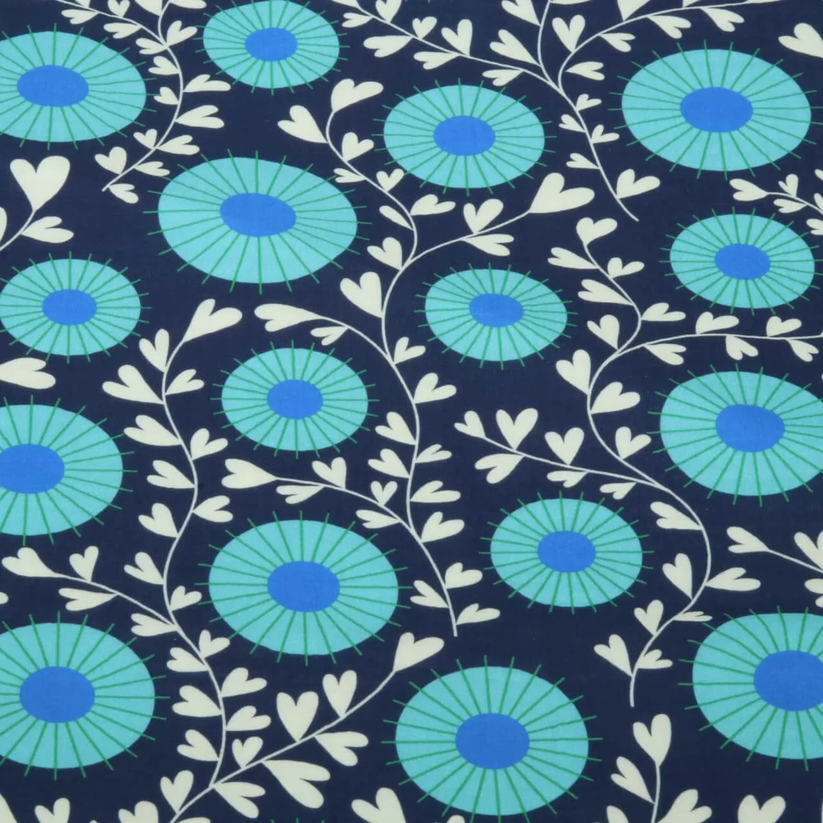 Bio Musselin Glatt "Queen Of Hearts" Court Garden Navy