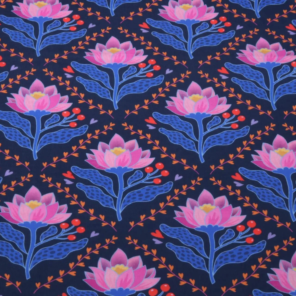 Bio Musselin Glatt "Queen Of Hearts" Lotus Royal Navy