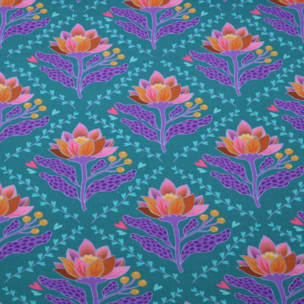 Bio Musselin Glatt "Queen Of Hearts" Lotus Royal Petrol