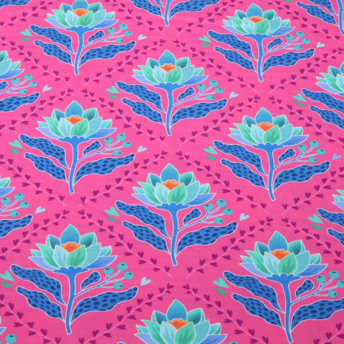 Bio Musselin Glatt "Queen Of Hearts" Lotus Royal Pink