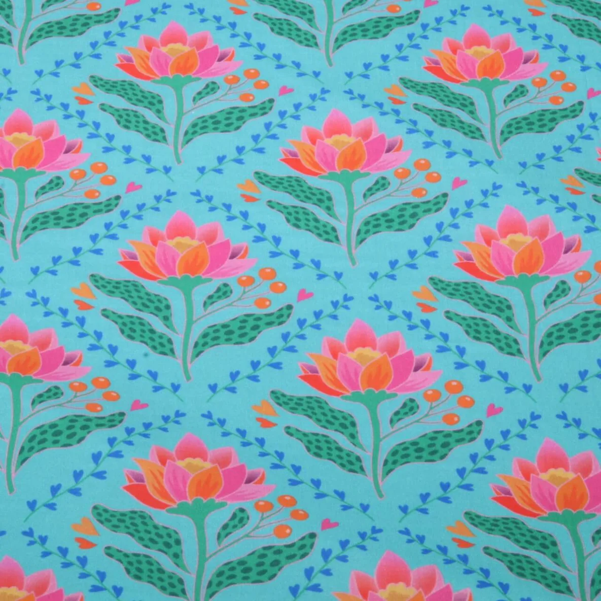 Bio Musselin Glatt "Queen Of Hearts" Lotus Royal Türkis